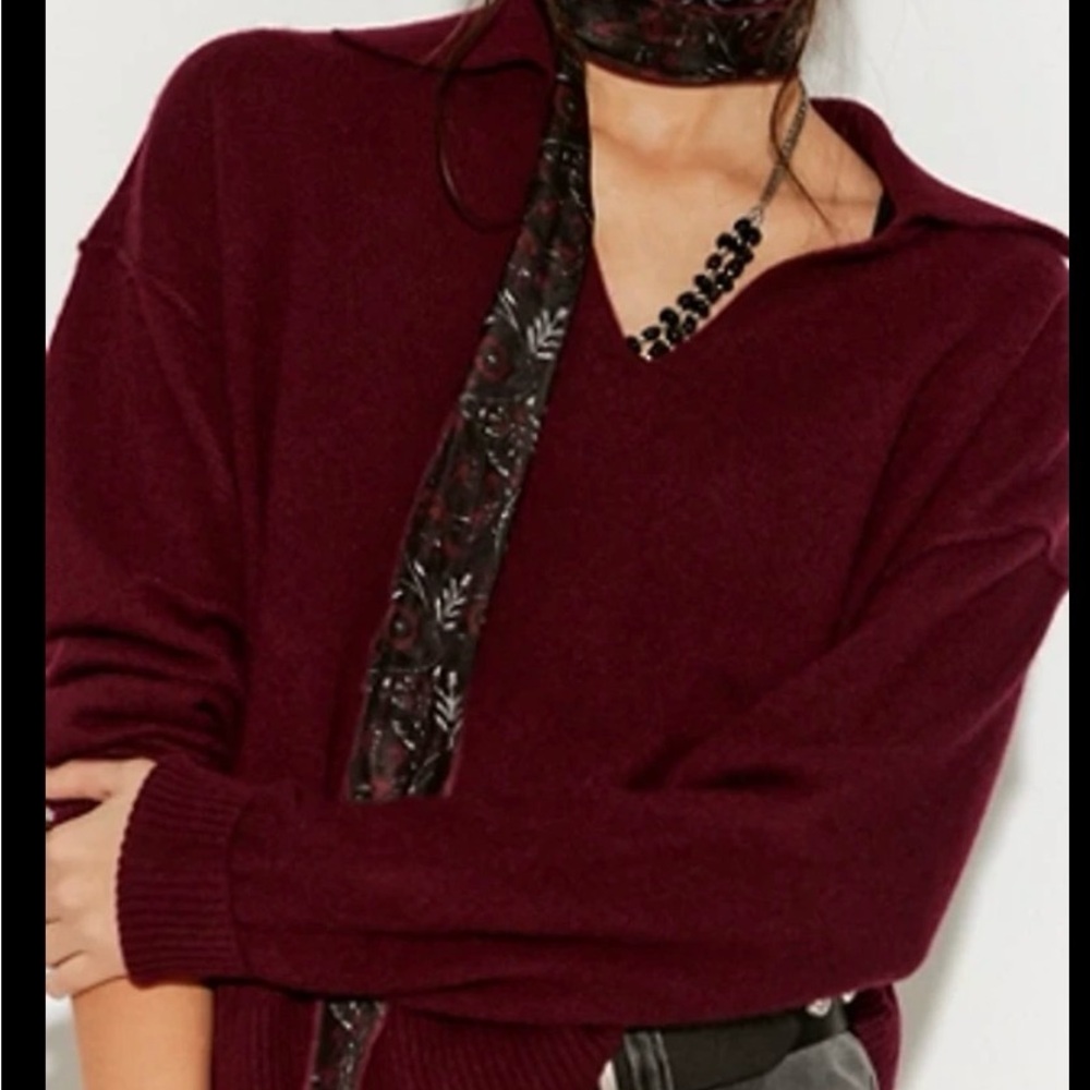 Free people cashmere eloura sweater in claret